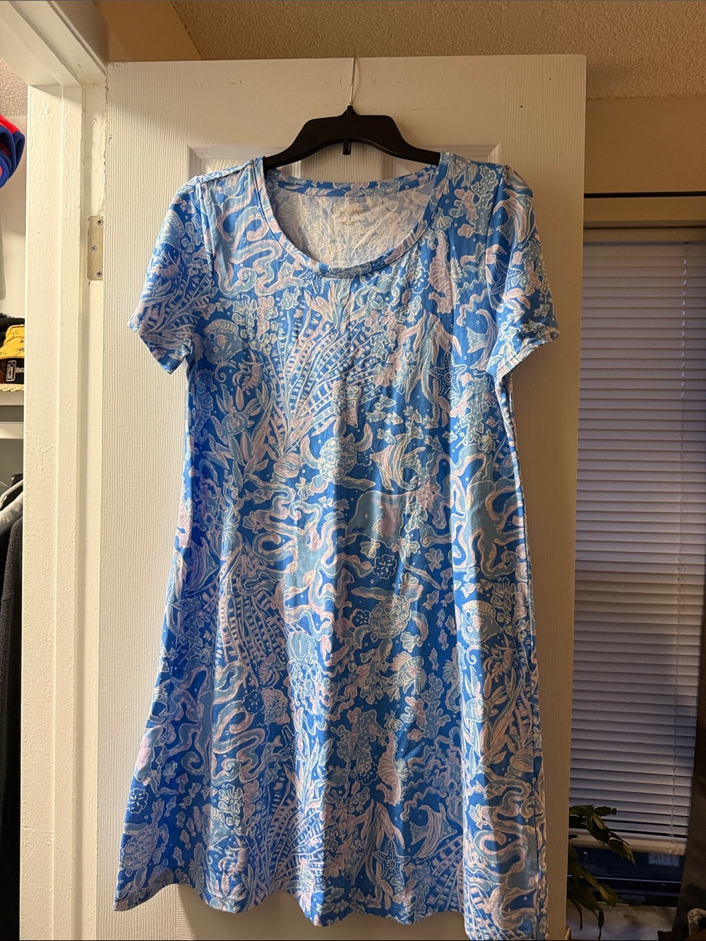 Lilly Pulitzer Blue Paisley-Print Short Sleeve Mini Dress